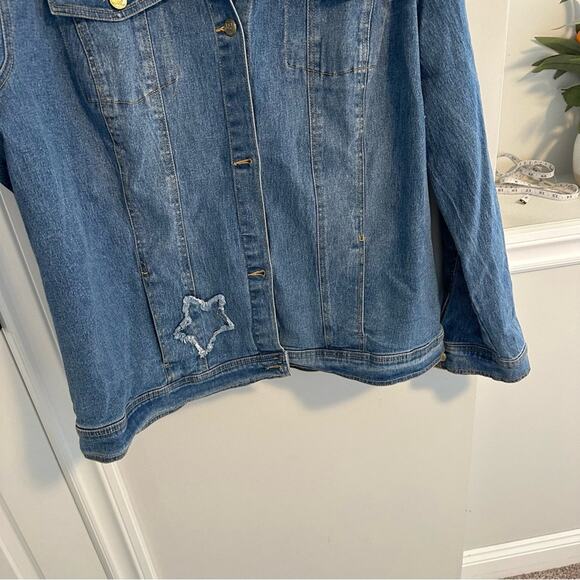 DG2 Diane Gilman Blue Denim Star Jean Jacket 2X - Picture 6 of 12